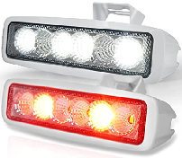 THALASSA 12/24V Dual Color Marine LED Spreader Flood Deck Light for Boat IP67 DC 10-30V with 316L Stainless Steel Bracket, White/Black Housing Waterproof Dock Lights