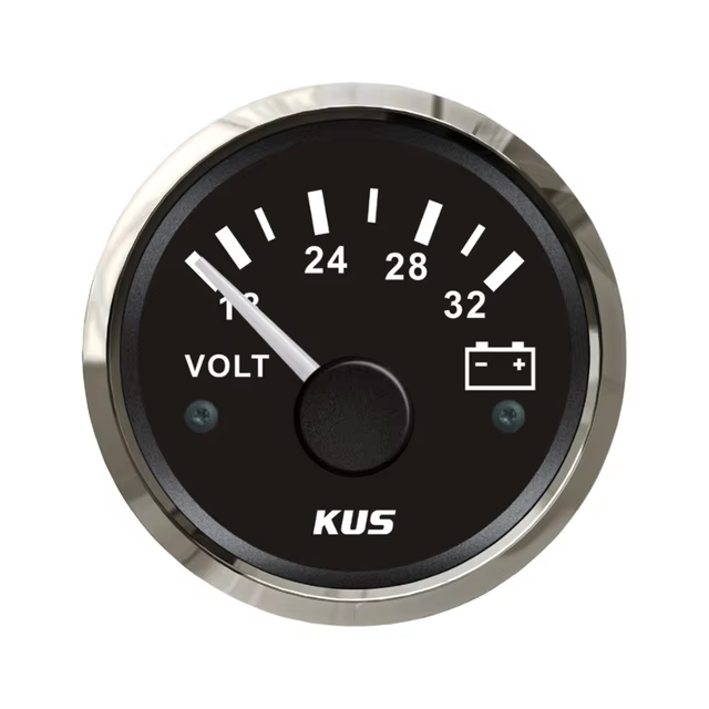 KUS Marine Auto Needle/Digital Voltage Gauge 12V 24V Boat Car Truck RV Voltmeter Volt Gauge Red and Yellow available Backlight