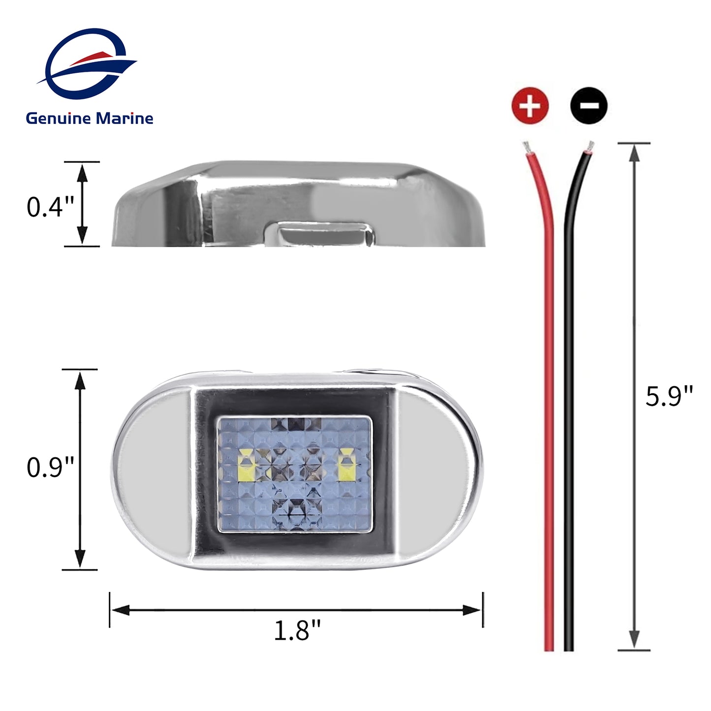 Genuine Marine Waterproof LED Step Light Courtesy Light Boat RV Oval 0.4W 12V IP67 Stainless Steel&PC LED Step Lamp Courtesy Lamp