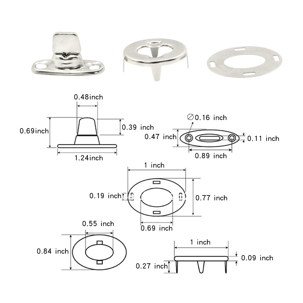 GenuineMarine-THALASSA 10pk Copper Screw Base Snaps, Turn Button,Buckle Elastic, Eyelet Canvas, Snap Fastener for Marine Boat Yacht Fixing Bimini - THALASSA