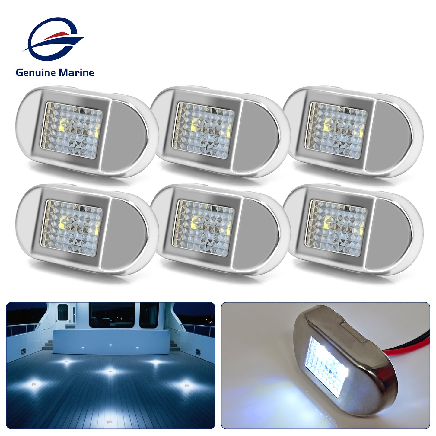 Genuine Marine Waterproof LED Step Light Courtesy Light Boat RV Oval 0.4W 12V IP67 Stainless Steel&PC LED Step Lamp Courtesy Lamp