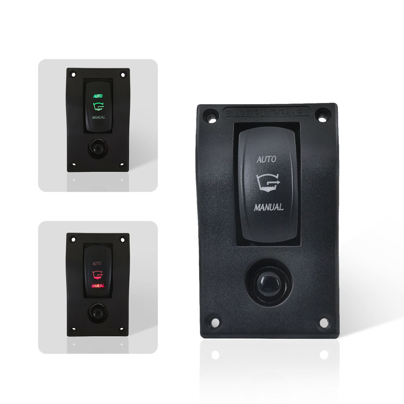 3-Position Bilge Pump Rocker Switch Panel, Automatic - Off - Manual Three Positions to Control The Pumps, DC 12v 24v with 10A Fuse Circuit Breaker, Auto/Hand-Driven with LED Indicator for Boat Ship
