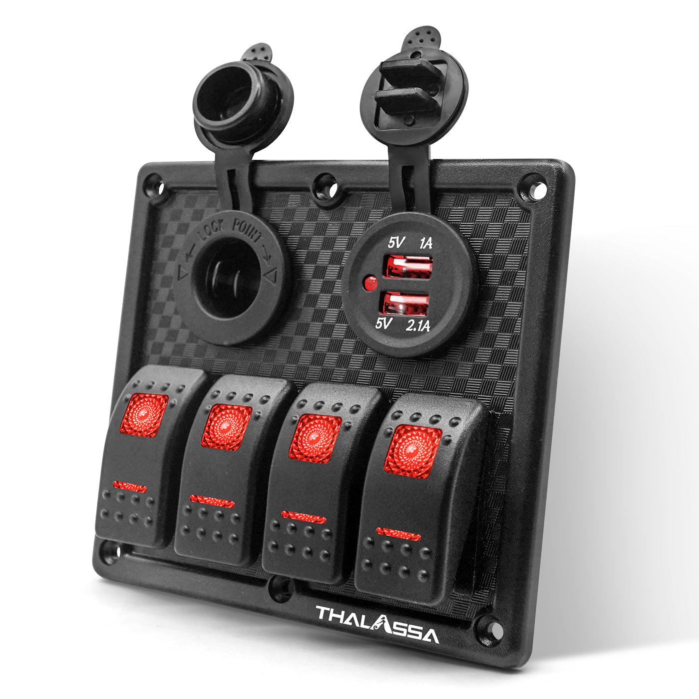 THALASSA 4 Gang Waterproof Marine Boat Rocker Switch Panel, 3.1A Dual – Thalassa Marine