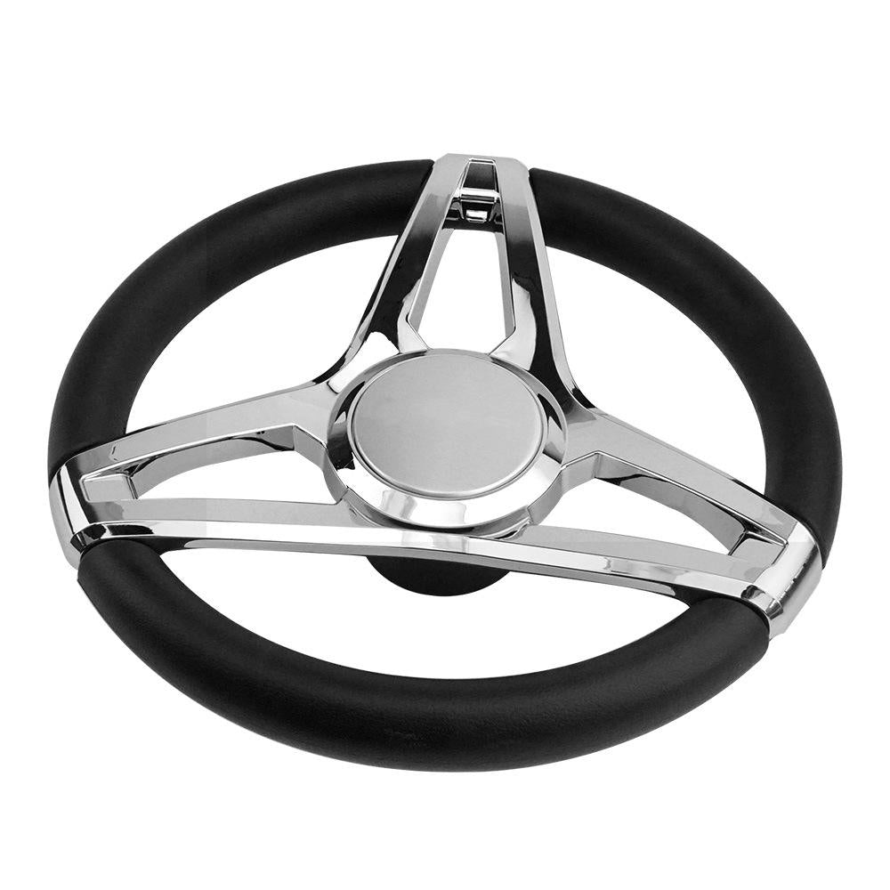 Genuine Marine Bright Silver stainless steel and PU leather Steering Wheel Special For Ship Yacht Boat
