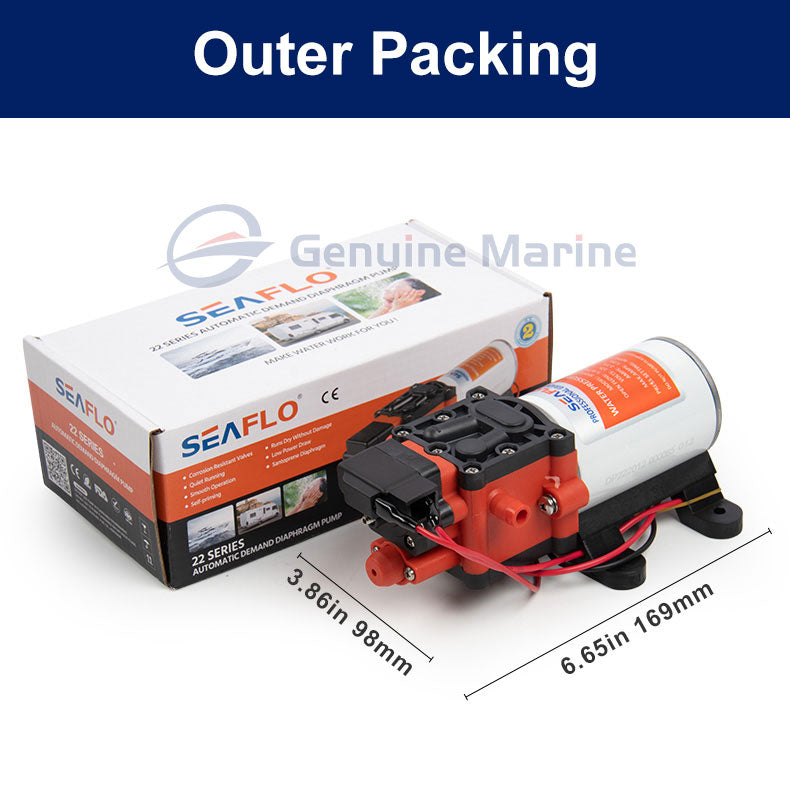 GenuineMarine-THALASSA SEAFLO 22 Series 1.3GPM 100PSI Automatic Marine Water Diaphragm Pump 12V Self Priming Electric High Pressure for Boat RV Caravan