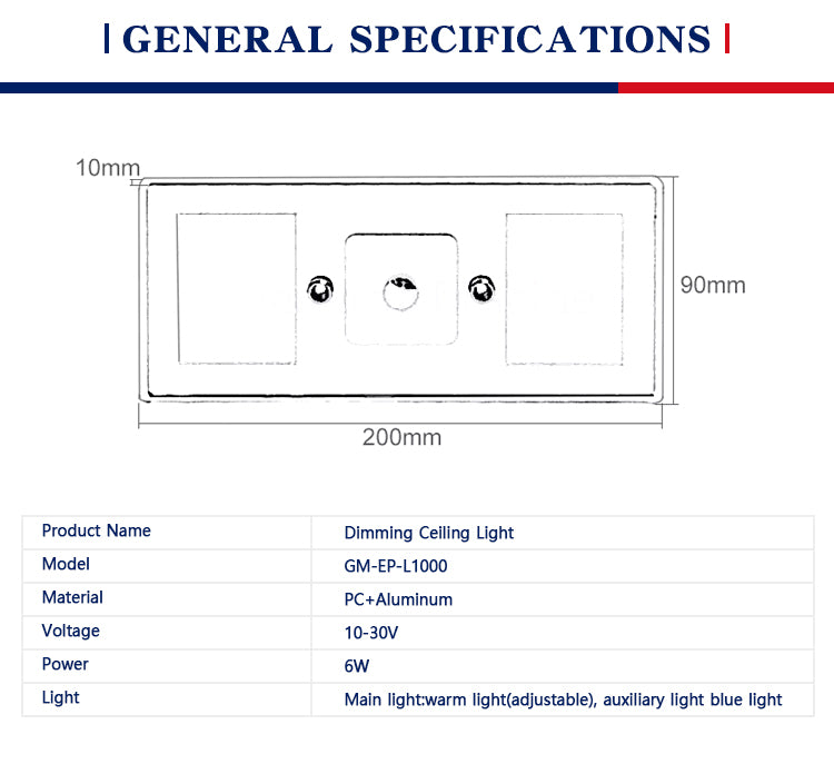12V-24V 6W Ultra-Thin surface mount LED Acrylic Ceiling Light With Touch Dimmer