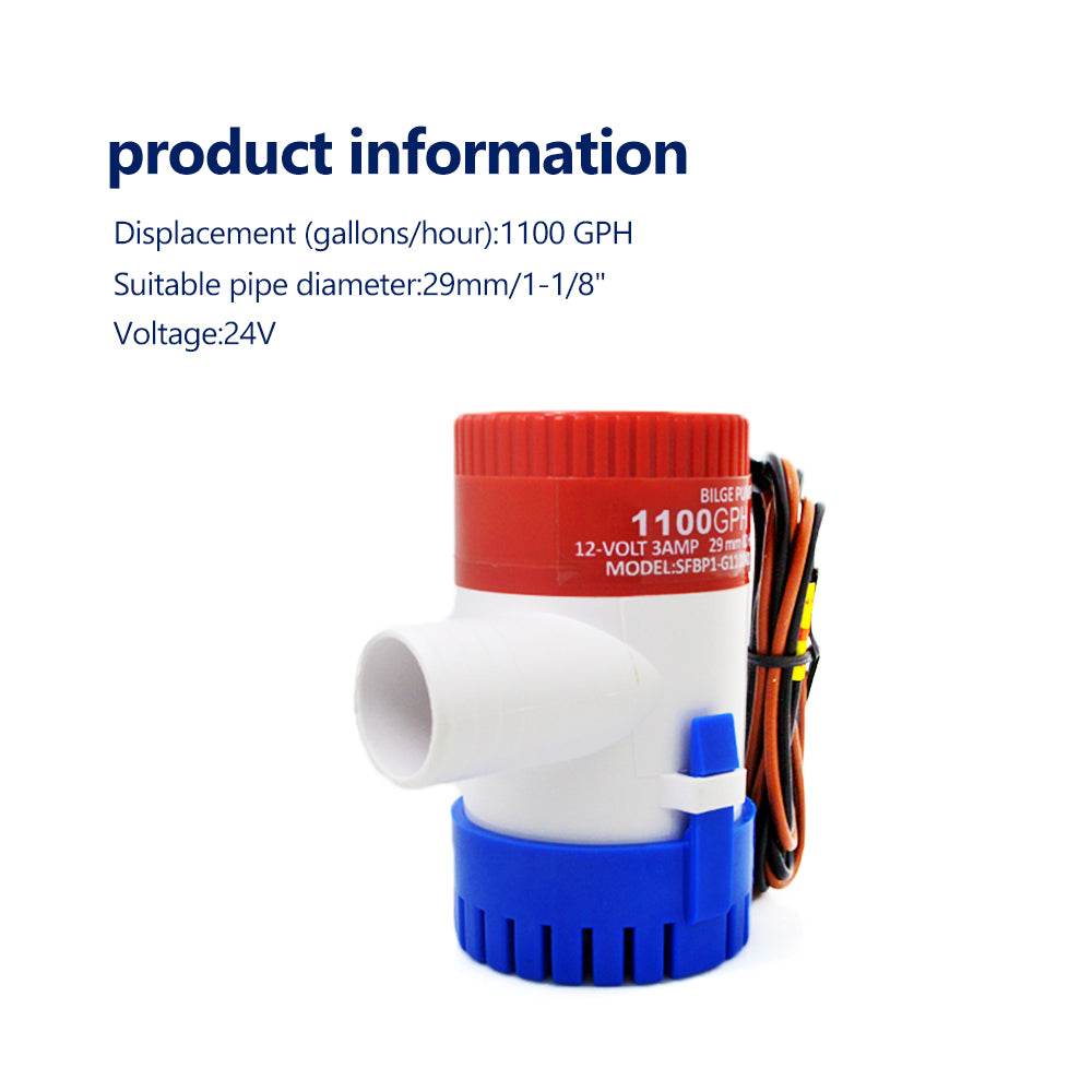 Bilge Pump 350-1100GPH DC 12V/24V Electric Water Pump for boats accessories marine submersible boat water pump Genuine Marine - THALASSA