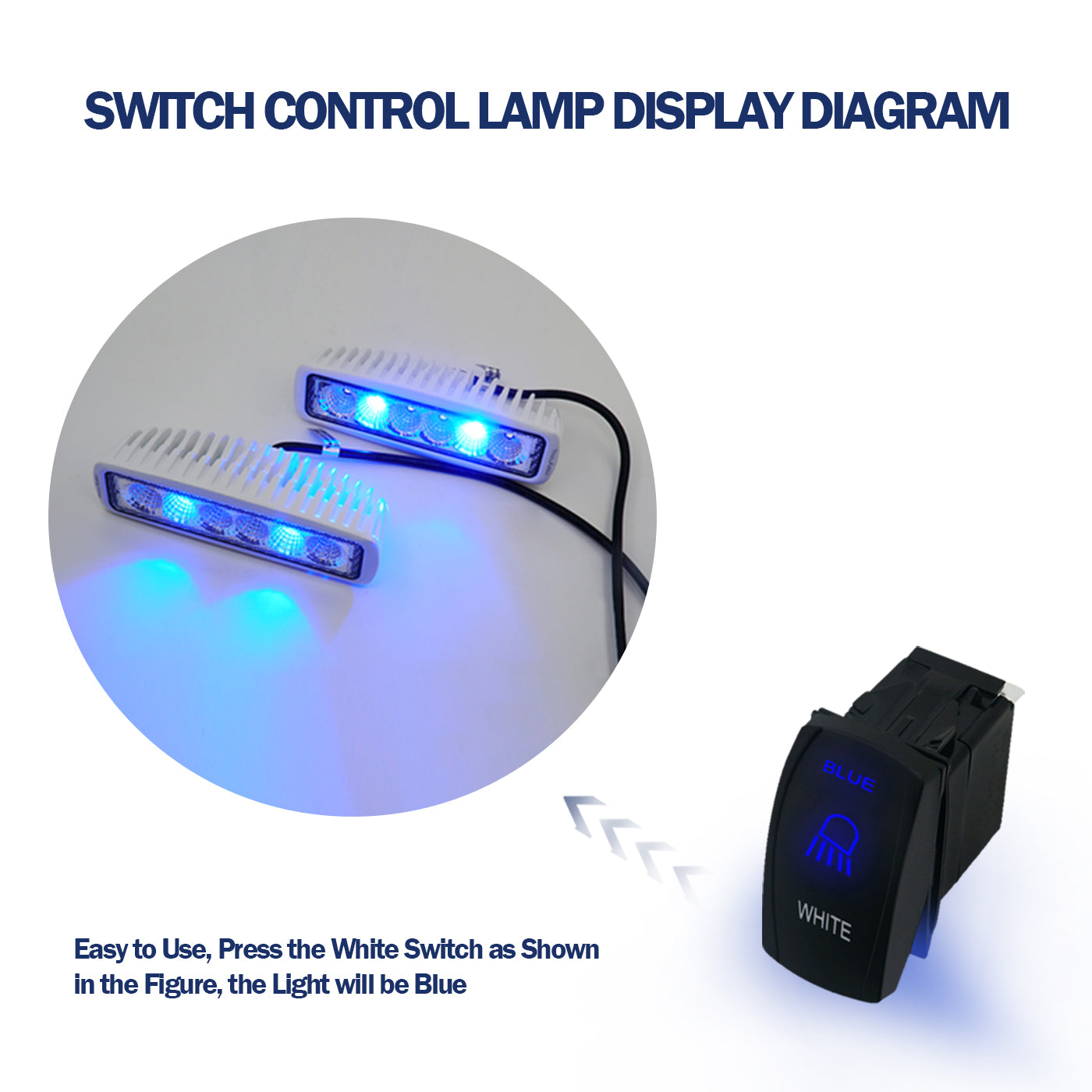 12V 4 Pin Blue On Off On Rocker Contual Switch