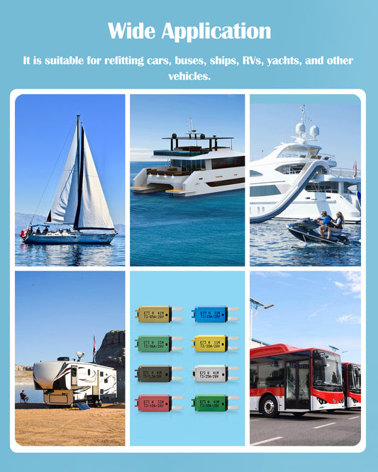 Nerites 8 Packs Resettable Fuse Mini ATM Blade Style Circuit Breaker Fuse 5A 6A 7.5A 10A 15A 20A 25A 30A(Mixed), 28V DC