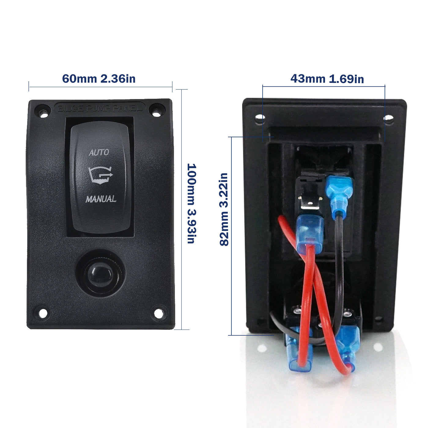 3-Position Bilge Pump Rocker Switch Panel, Automatic - Off - Manual Three Positions to Control The Pumps, DC 12v 24v with 10A Fuse Circuit Breaker, Auto/Hand-Driven with LED Indicator for Boat Ship