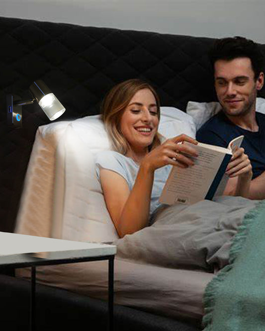 THALASSA RV Reading Light, 2 Packs RV Led Lights Interior 12V with USB Port, Dimming Touch Switch with Blue Night Light, Nickel Bedside Lamp for RV Trailer Caravan Boat - THALASSA