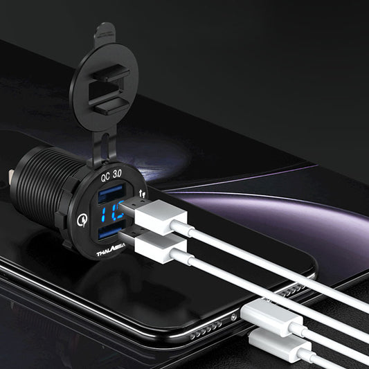 GenuineMarine-THALASSA 12V24V DC QC 3.0 Fast Charge Dual USB Mobile Phone Car Charging Socket for Boat Motor Room Modified Car Universal - THALASSA