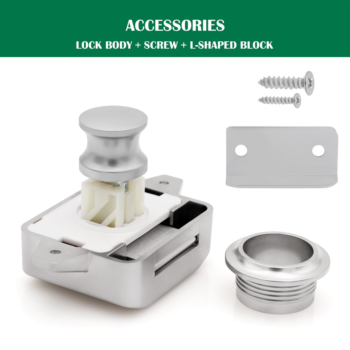 LENKRAD Push Button Drawer Latch, 5 Packs Camper Cupboard Knob RV Compartment Latch Catches for Caravan Yacht Boat Motorhome Cabinet Drawer, ABS & Zinc Alloy - THALASSA