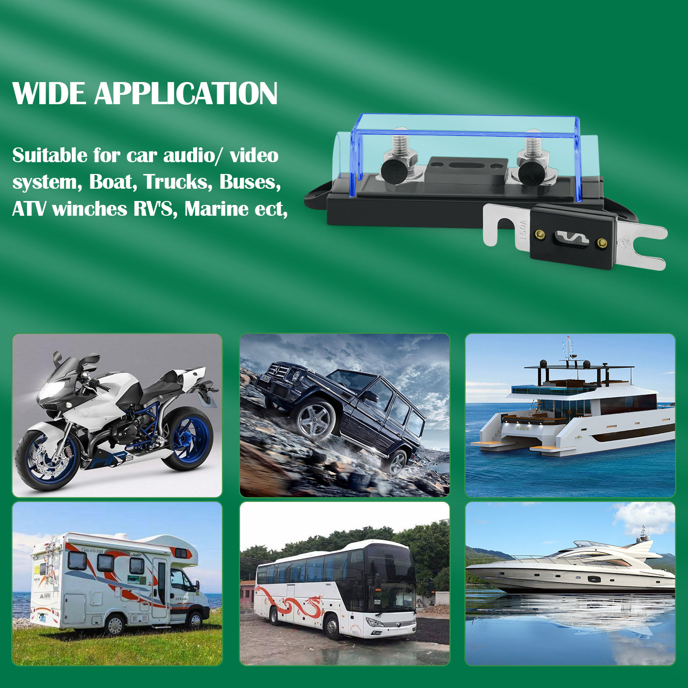 ANL Fuse Block Holder + Forkbolt ANL Fuse for Ship Boat Automotive Truck(2PCS 150A Fuse) - THALASSA