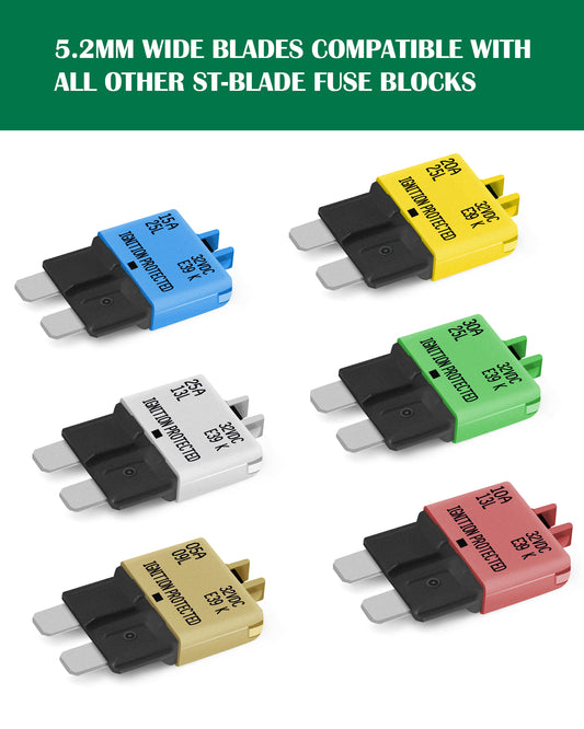 LENKRAD 6 Packs Fuse Circuit Breaker Low Profile ATC/ATO Resettable Fuse 5A 10A 15A 20A 25A 30A (Mixed), 12V-32V - THALASSA