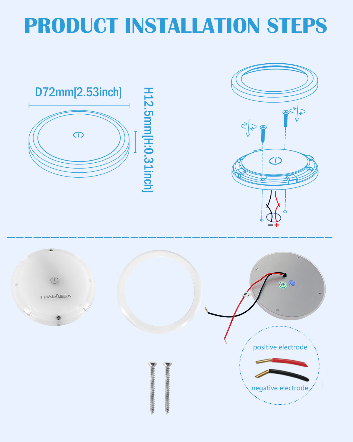 THALASSA 3W 12V Dual Color Touch Ceiling Light, 12 Volt led Lights for – Thalassa Marine