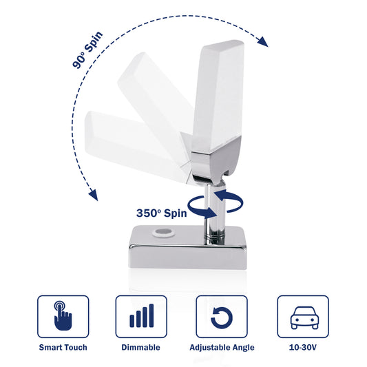 THALASSA DC 12V RV LED Reading Light with/without USB Dimmer Touch Switch for Yacht Boat - THALASSA