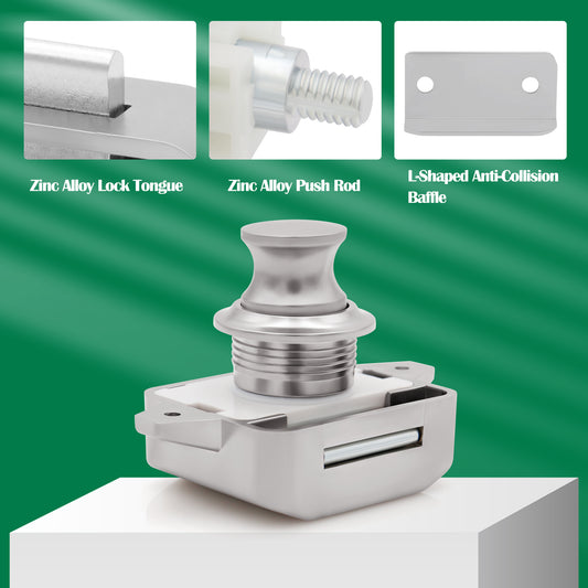 LENKRAD 10 Packs Push Button Cabinet Knobs Keyless Push Button, Chrome Push Button Cabinet Door Latch for RV Yachts Motorhome Camper Caravan - THALASSA