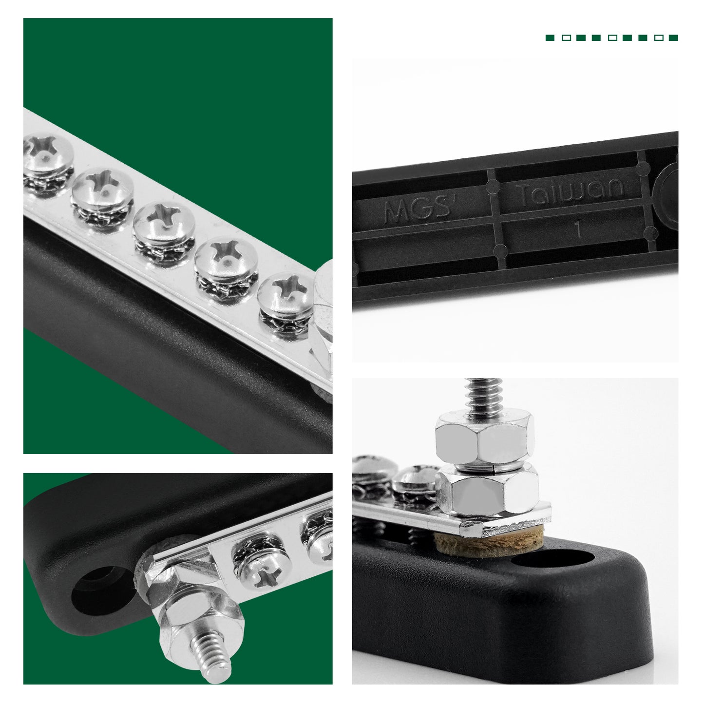 GenuineMarine 5 Terminal 300V 100A Bus Bar Kit - Heat Shrink Ring Terminals Included for Car Boat Marine Caravan RV - THALASSA