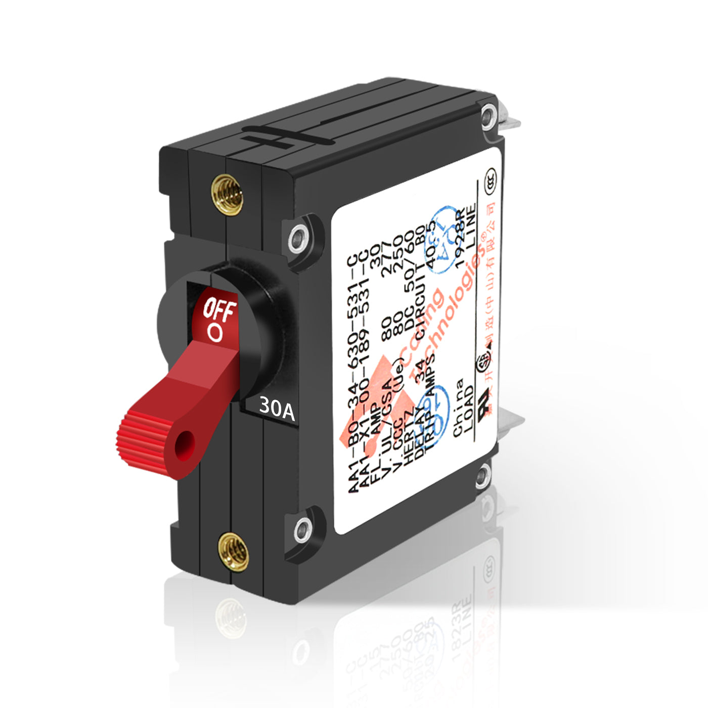 GenuineMarine 5/10/15/20/25/30/35/40/50A Toggle Electric Magnetic Circuit Breaker ON/Off One Pole Red Handle - THALASSA