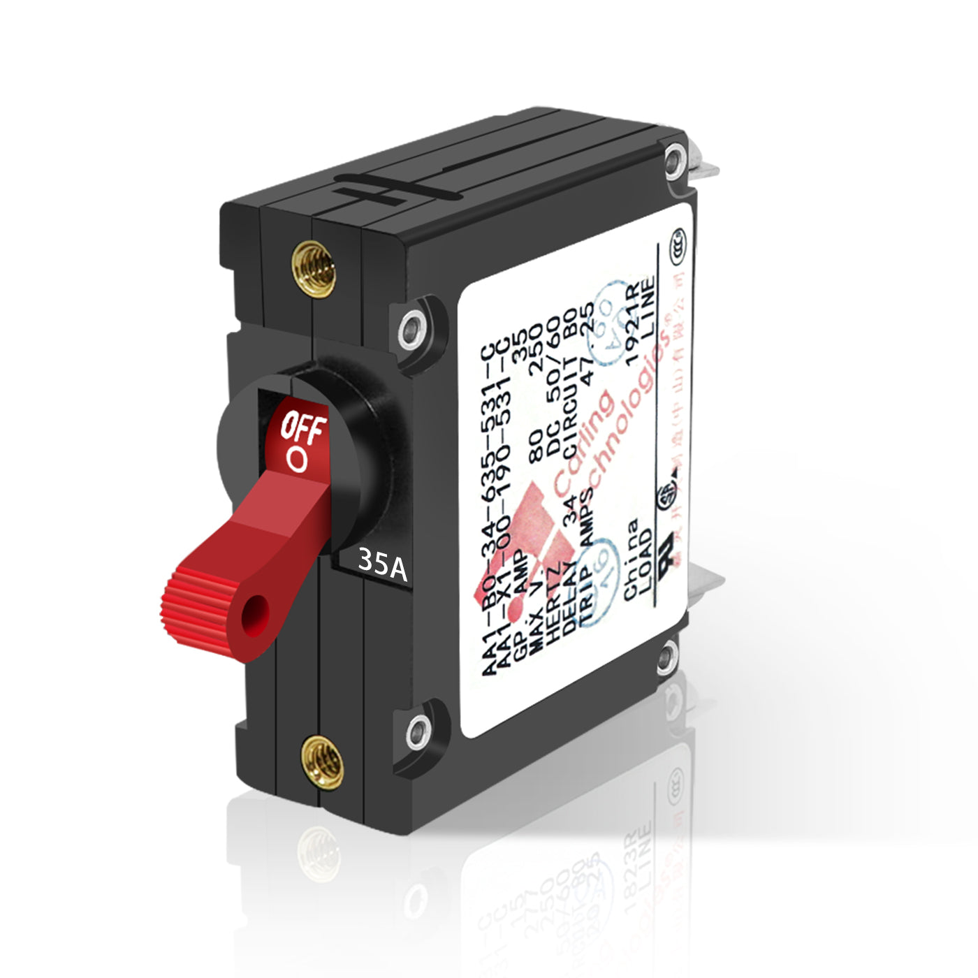 GenuineMarine 5/10/15/20/25/30/35/40/50A Toggle Electric Magnetic Circuit Breaker ON/Off One Pole Red Handle - THALASSA