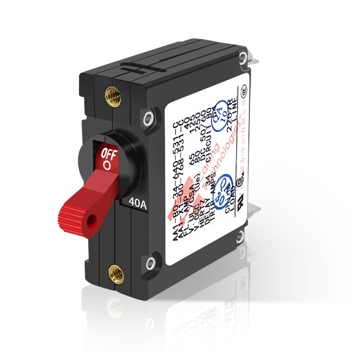 GenuineMarine 5/10/15/20/25/30/35/40/50A Toggle Electric Magnetic Circuit Breaker ON/Off One Pole Red Handle - THALASSA