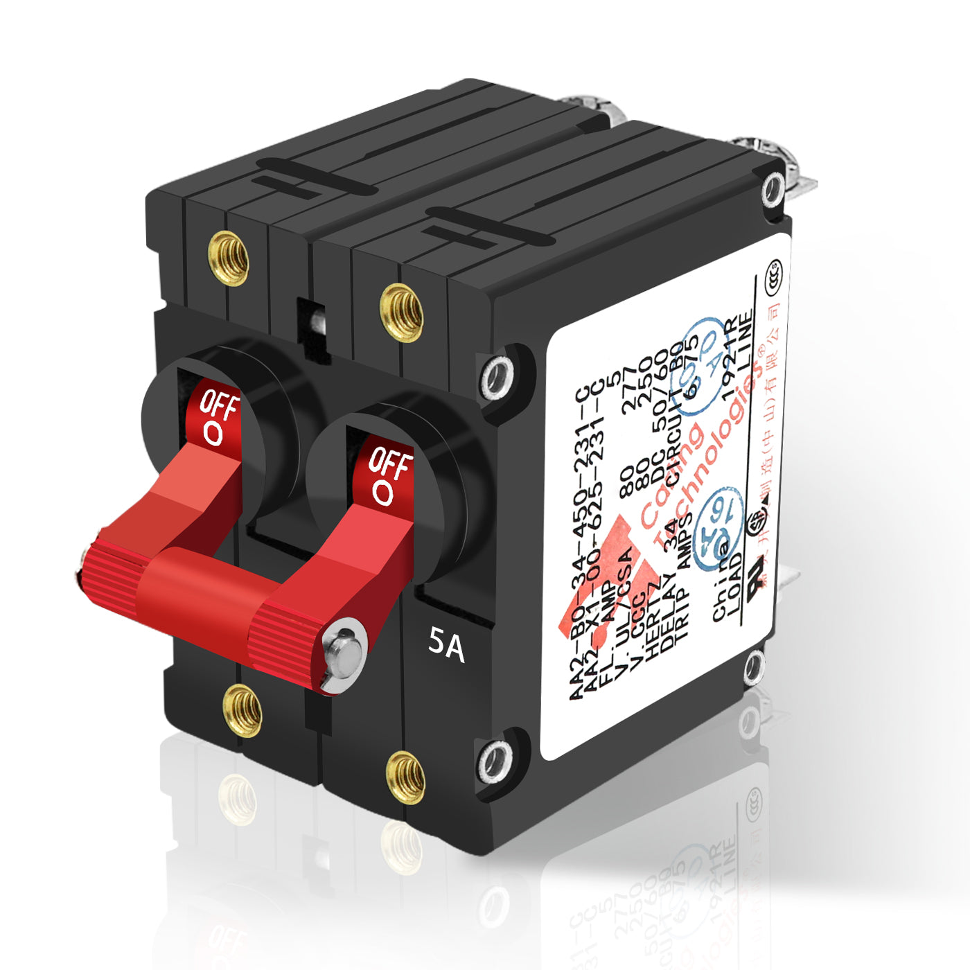 LENKRAD A-Series Red Toggle Circuit Breaker - Double Pole 5A - THALASSA