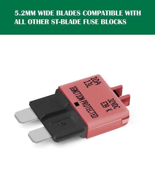 LENKRAD 10 Amp Resettable Fuse Breaker Fuse Low Profile ATC/ATO 10A Manual Reset Fuses 12V-32V DC, 5 Packs - THALASSA