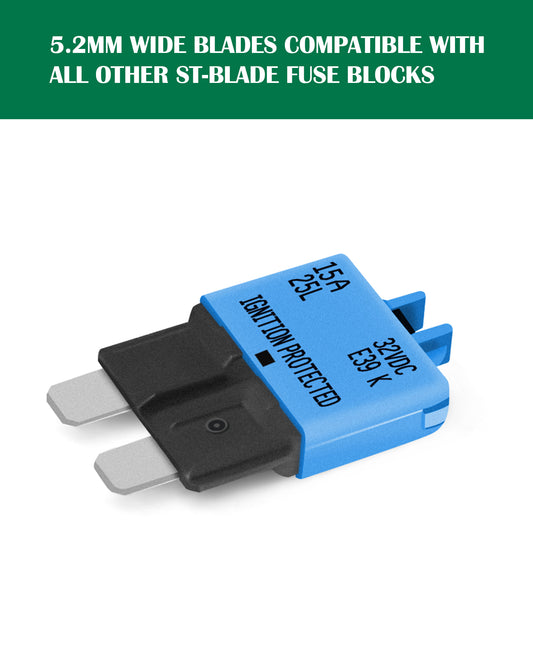 LENKRAD 15 Amp Manual Reset Fuses Circuit Breaker Low Profile ATC/ATO 15A Mini Fuse Circuit Breakers 12V-32V DC, 5 Pack - THALASSA