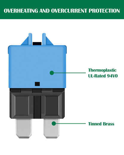 LENKRAD 15 Amp Manual Reset Fuses Circuit Breaker Low Profile ATC/ATO 15A Mini Fuse Circuit Breakers 12V-32V DC, 5 Pack - THALASSA