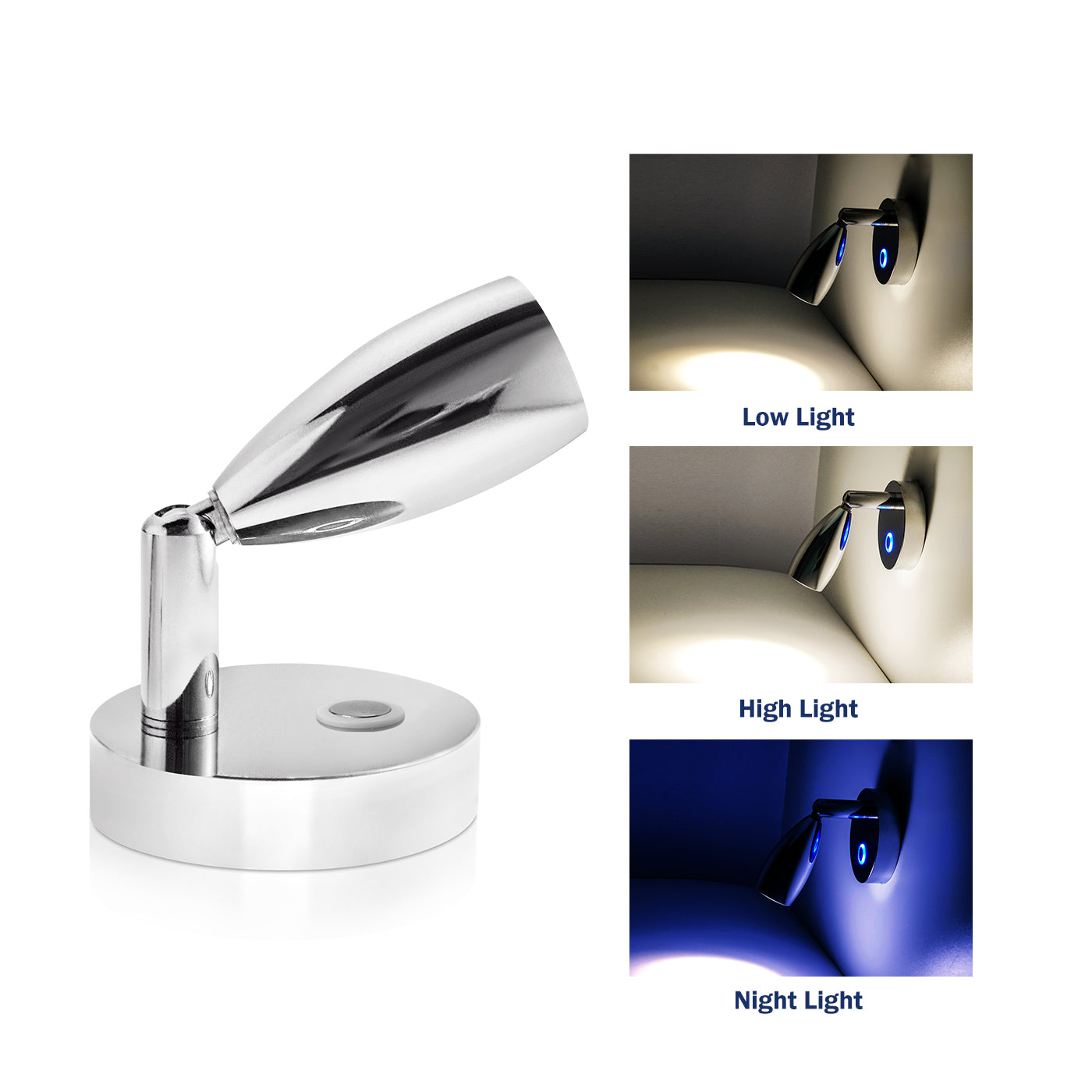 THALASSA 12V-24V Touch Adjustable Switch 90° with/without USB LED Reading Light for Yacht Ship - THALASSA