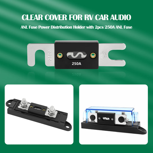 ANL Fuse Block Holder + Forkbolt ANL Fuse for Ship Boat Automotive Truck(2PCS 200A Fuse) - THALASSA