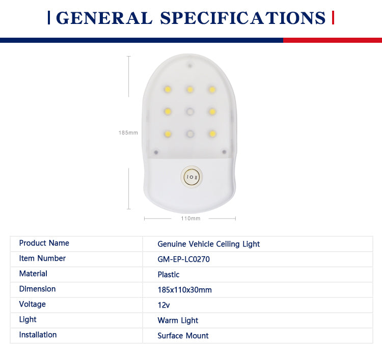 RV LED 12V 0.2W Fixture Ceiling Camper Trailer Marine Single Dome Light Bi-color For RV Boat for Camper Trailer