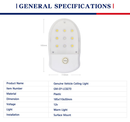 RV LED 12V 0.2W Fixture Ceiling Camper Trailer Marine Single Dome Light Bi-color For RV Boat for Camper Trailer