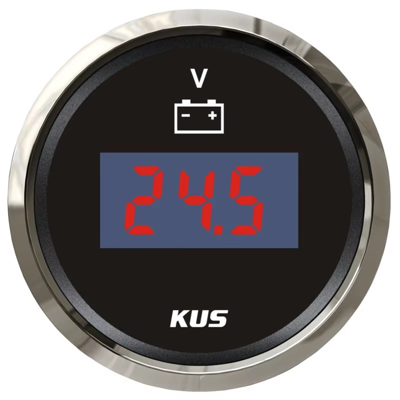 KUS 9-32vdc Digital Voltmeters Modification 52mm Waterproof Voltage Gauges Volt Meters with Red Backlight for Boat Auto Truck Rv