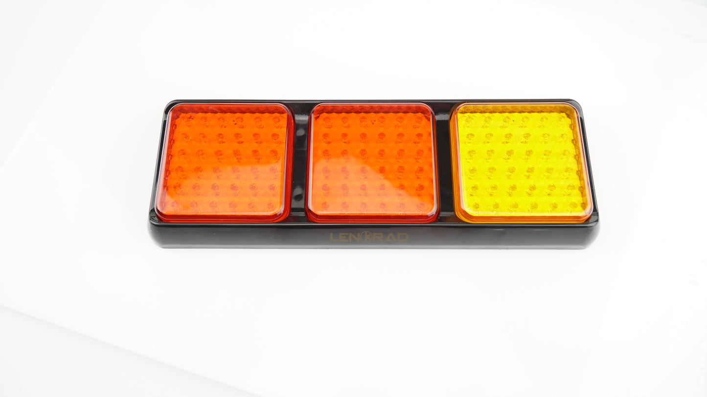 LENORAD triple LED taillight assembly | 12V/24V universal | IP67 waterproof | Suitable for trailer/RV /ATV/ motorboat | Red and yellow two-color brake steering integrated