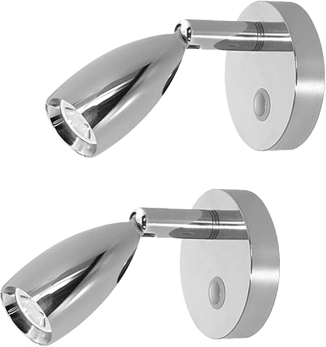 THALASSA RV 12V Reading Light Dimmable - Polished LED Berth Lights Book Lamp with Blue Circle Night Decorative Lighting Surface Mounted Near Bedside Under Cabinet in Trailer Boat Yacht Pack of 2