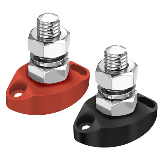 Genuine Marine Busbar 6mm/8mm/10mm Battery Distribution Block (Red/Black) – 12V Heavy-Duty Fireproof Plastic Base with 304 Stainless Steel Bolts – Corrosion-Resistant, Durable, Lightweight Nylon, Tool-Free Installation for Marine & Automotive Use