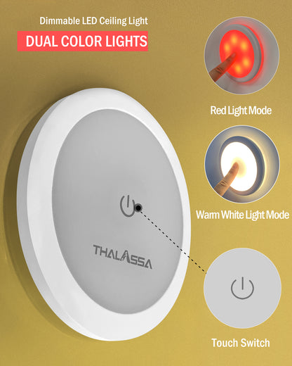 THALASSA 6W 12V Dual Color Touch Ceiling Light, 12 Volt led Lights for rv Interior, 12 Volt Ceiling Lights for rv Interior (White & Red) D106MM