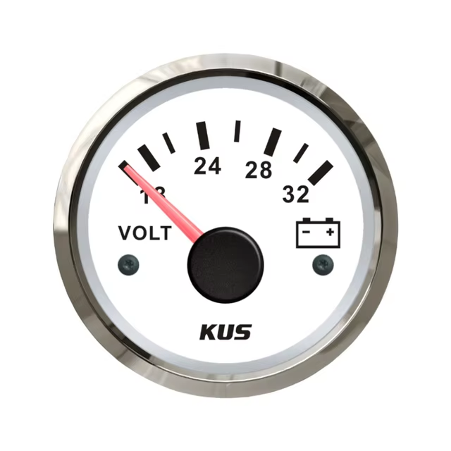 KUS Marine Auto Needle/Digital Voltage Gauge 12V 24V Boat Car Truck RV Voltmeter Volt Gauge Red and Yellow available Backlight