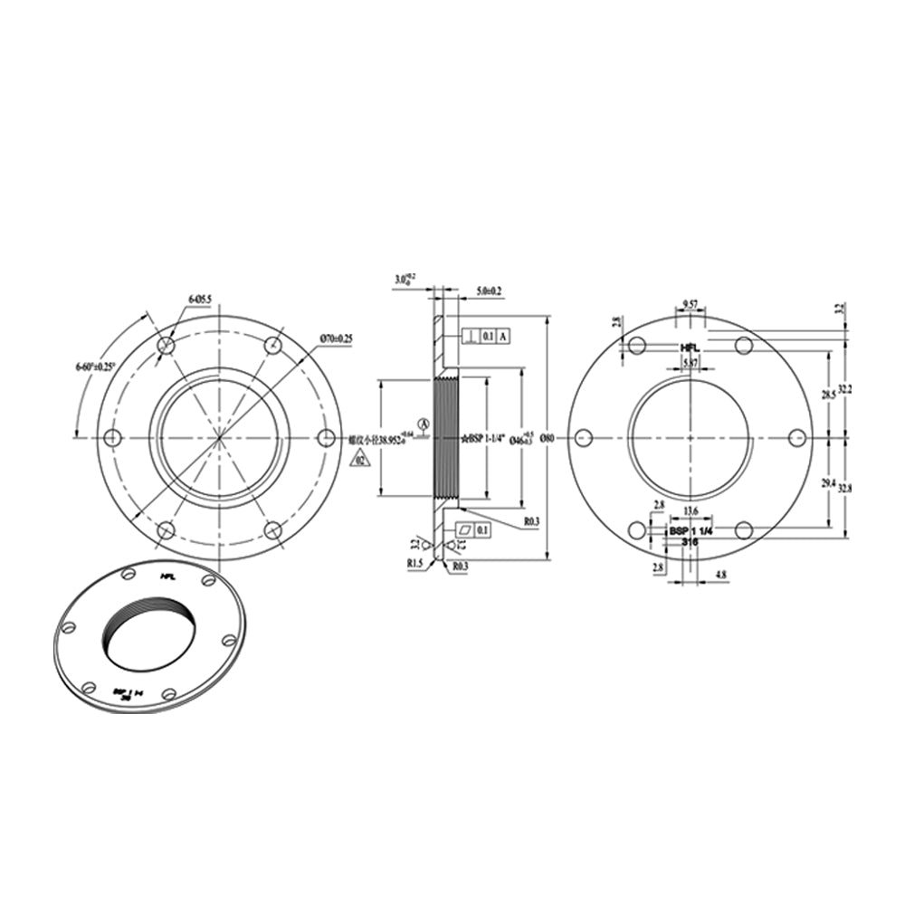 GenuineMarine-THALASSA 6/7.5 Inch S3 Lever Sensor + 316 Stainless Steel/ABS Black Plastic Flange S3 Lever Sensor & Flange Set for Yacht Boat RVs - THALASSA