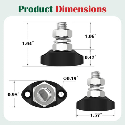 Genuine Marine Busbar 6mm/8mm/10mm Battery Distribution Block (Red/Black) – 12V Heavy-Duty Fireproof Plastic Base with 304 Stainless Steel Bolts – Corrosion-Resistant, Durable, Lightweight Nylon, Tool-Free Installation for Marine & Automotive Use
