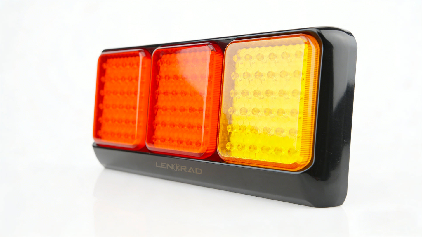 LENORAD triple LED taillight assembly | 12V/24V universal | IP67 waterproof | Suitable for trailer/RV /ATV/ motorboat | Red and yellow two-color brake steering integrated