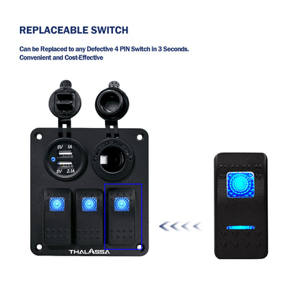 12V/24V Push-Hold ON-Release Off Rocker Switch, Momentary ON Off Push Button for Horn, Speaker, Pump, Blue Interior Light 10-20 Amp 3 Pin Replaces on Truck Auto Motorcycle