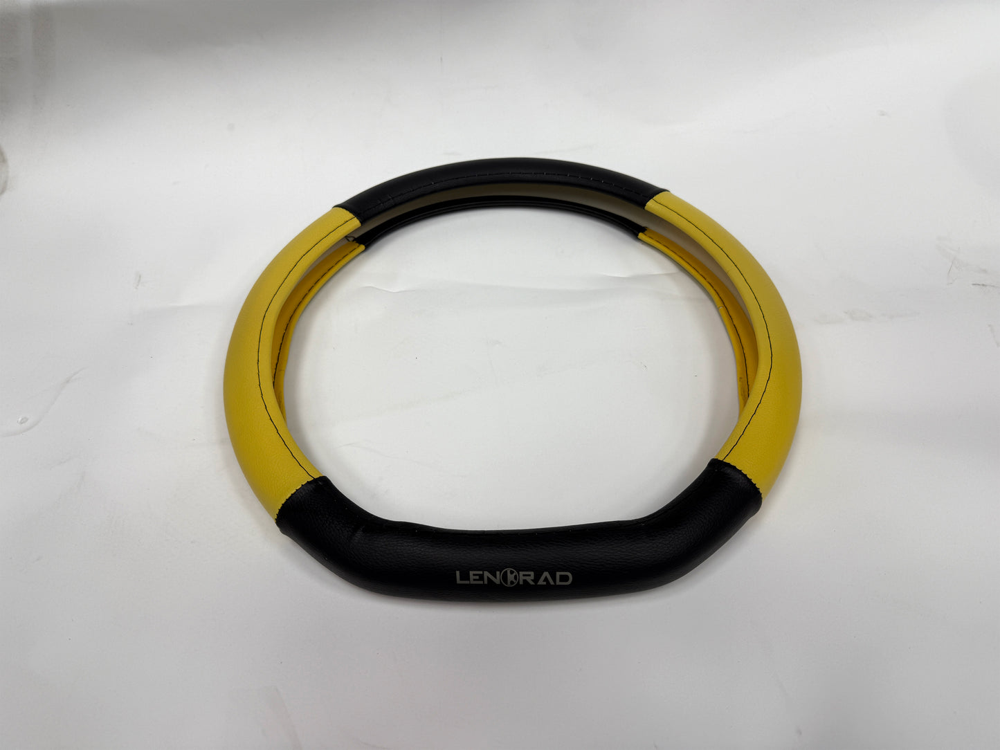 LENORAD black and yellow color matching steering wheel cover | Leather-like anti-slip and wear-resistant | Universal 36cm inner diameter | Suitable for cars/SUVs/new energy vehicles | Enhance grip and interior style