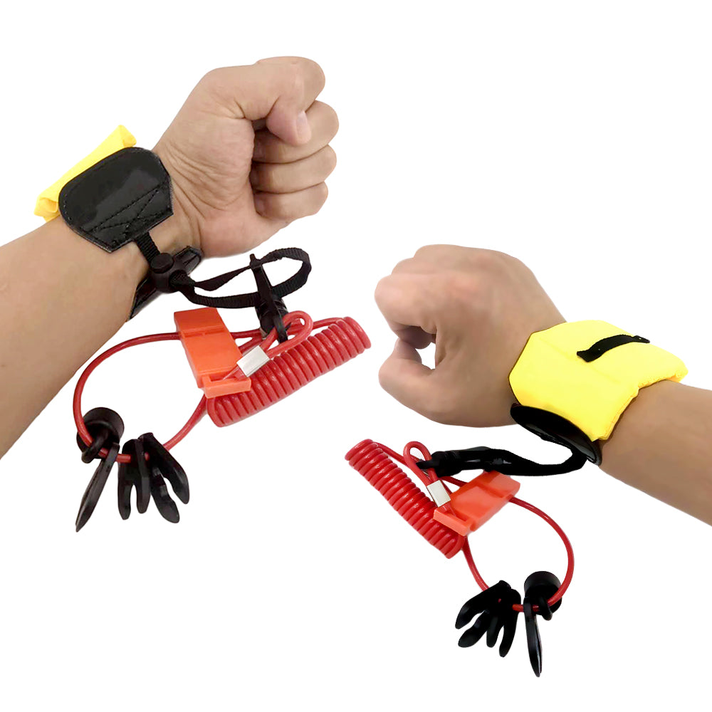 GenuineMarine-THALASSA Power Boat Hook Host Emergency Flameout Safety Key Switch, Outboard Engine Flameout Switch-4 Switch Keys + 1 Whistle + 1 Floating Watch - THALASSA