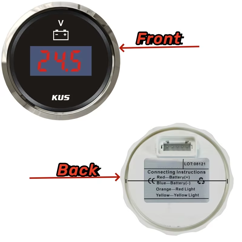 KUS 9-32vdc Digital Voltmeters Modification 52mm Waterproof Voltage Gauges Volt Meters with Red Backlight for Boat Auto Truck Rv