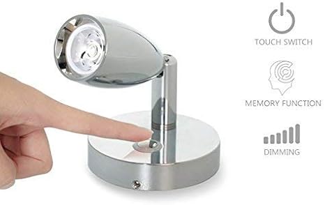 THALASSA RV 12V Reading Light Dimmable - Polished LED Berth Lights Book Lamp with Blue Circle Night Decorative Lighting Surface Mounted Near Bedside Under Cabinet in Trailer Boat Yacht Pack of 2