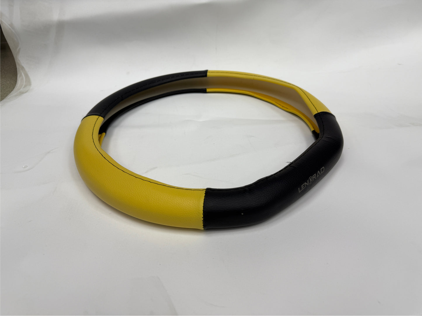 LENORAD black and yellow color matching steering wheel cover | Leather-like anti-slip and wear-resistant | Universal 36cm inner diameter | Suitable for cars/SUVs/new energy vehicles | Enhance grip and interior style