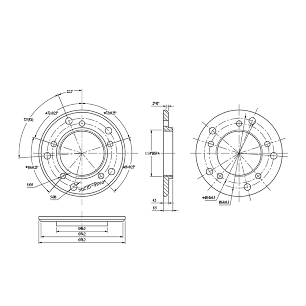 GenuineMarine-THALASSA 6/7.5 Inch S3 Lever Sensor + 316 Stainless Steel/ABS Black Plastic Flange S3 Lever Sensor & Flange Set for Yacht Boat RVs - THALASSA